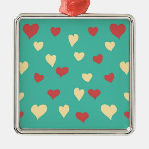 Vita och röda Kärlek Hearts Ceramic Ornament