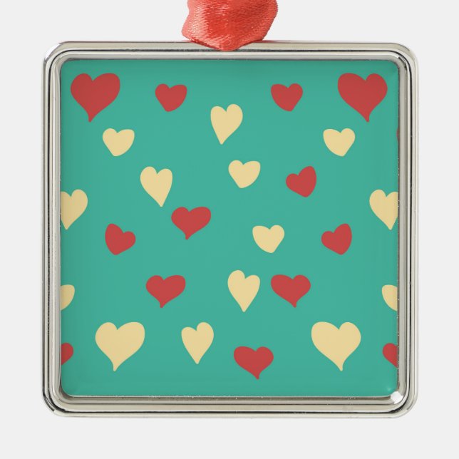 Vita och röda Kärlek Hearts Ceramic Ornament (Framsidan)