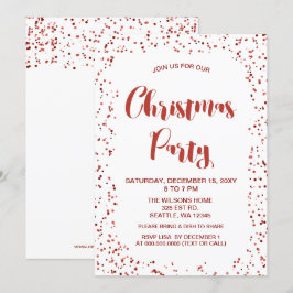 Vita och röda konetti Modern jul Party Inbjudningar