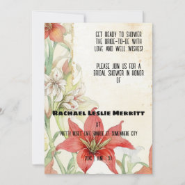 Vita och röda Lillies Ephemera Möhippa Inbjudningar