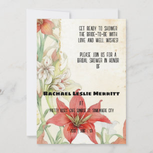Vita och röda Lillies Ephemera Möhippa Inbjudningar