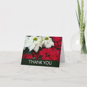 Vita och röda Poinsettias II Juldagen Helgdag Tack Kort