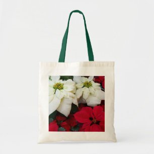 Vita och röda Poinsettias II Juldagen Helgdag Tygkasse