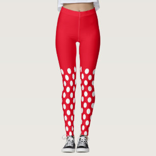 Vita och röda Polka dots Leggings