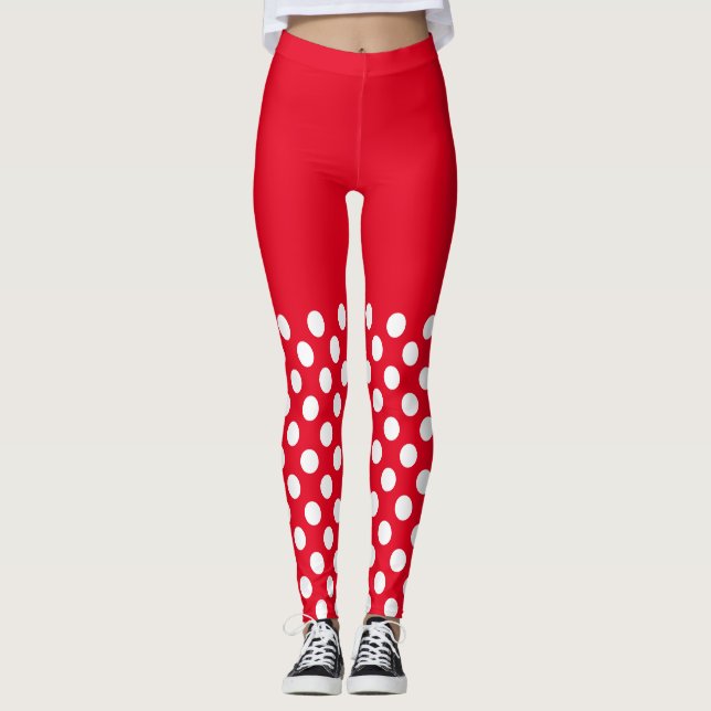 Vita och röda Polka dots Leggings (Framsida)