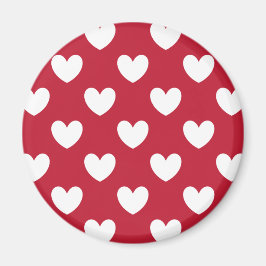Vita och röda polka-hjärta magnet