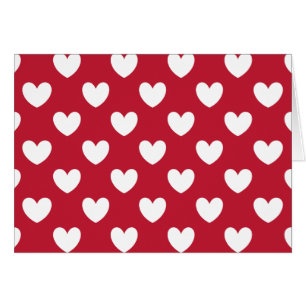 Vita och röda polka-hjärtan Valentinkort OBS Kort