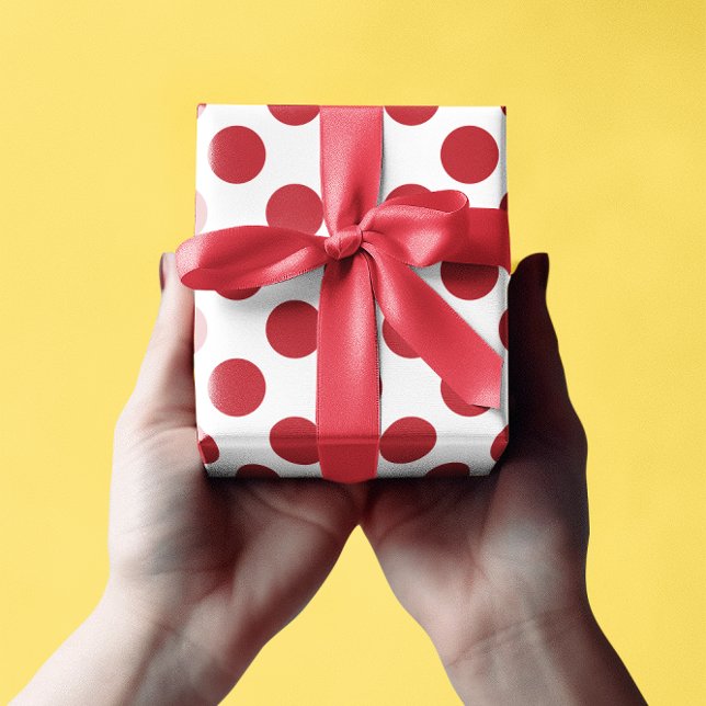 Vita och röda prickar presentpapper (Red Polka Dots Wrapping Paper)