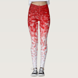 Vita och röda snöflammorstorm leggings