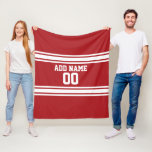 Vita och röda sporter Jersey-nummer Fleecefilt<br><div class="desc">Om du är ägare till Fantasy Football Team,  gör dina egna produkter och visa upp för dina vänner! Eller - spelar du High School Football och vill ha ett PM? Den här sportdesignen är perfekt för alla idrottsmän som spelar fotboll eller baseboll.</div>