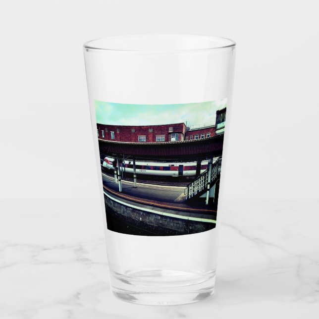 Vita och röda tåg glaskopp (Framsida)