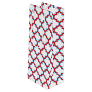 Vita och röda trellis, lattice, quatrefoil