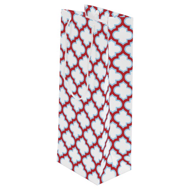 Vita och röda trellis, lattice, quatrefoil (Baksidan Vinklad)