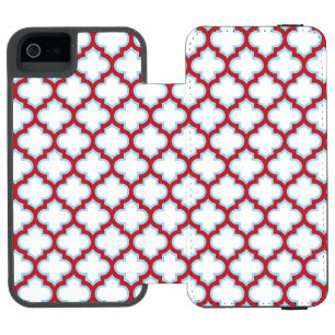 Vita och röda trellis, lattice, quatrefoil