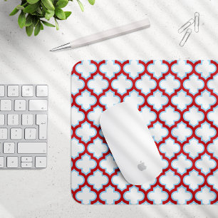 Vita och röda trellis, lattice, quatrefoil musmatta