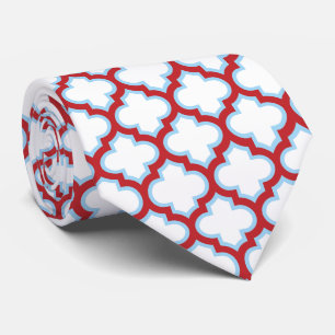 Vita och röda trellis, lattice, quatrefoil slips