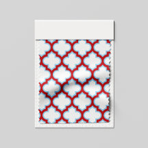 Vita och röda trellis, lattice, quatrefoil