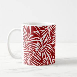 Vita och röda Tropiska Löv repeterande Mönster Kaffemugg