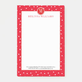 Vita och röda valentineser Hearts Mönster Post-it Block