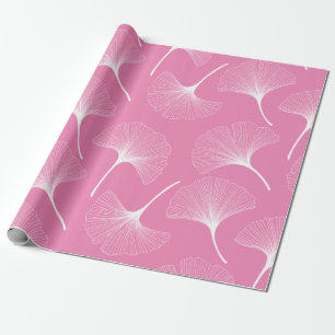 Vita och rosa abstrakt löv mönster presentpapper