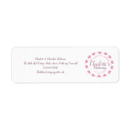 Vita och rosa baby dotter döpning adress returadress etikett