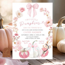  Vita och rosa båge Coquette Twins Pumpkin Floral 