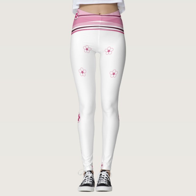 Vita och Rosa baljväxter Leggings (Framsida)