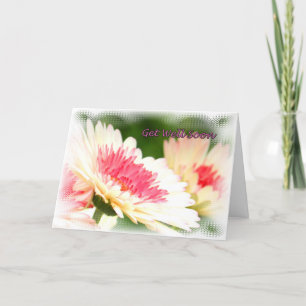 Vita och Rosa Blommor får ett brunstkort Kort