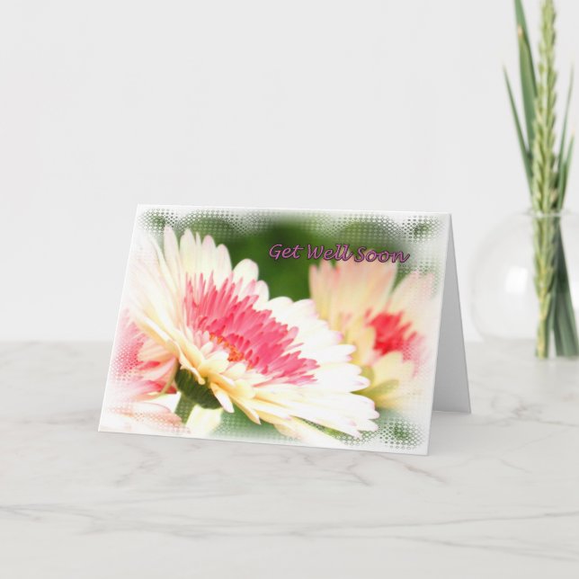 Vita och Rosa Blommor får ett brunstkort Kort (Framsida)