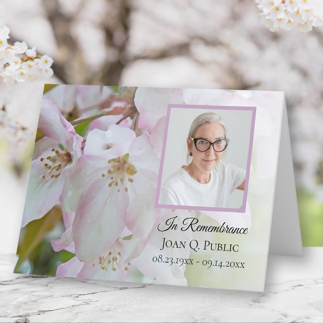 Vita och Rosa Blommor Funeral Memorial Sympathy Tack Kort (Skapare uppladdad)