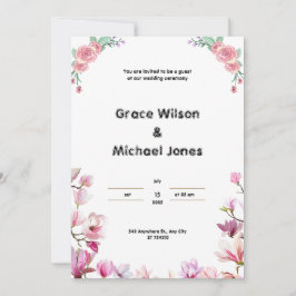 Vita och rosa bröllopsinbjudan inbjudningar
