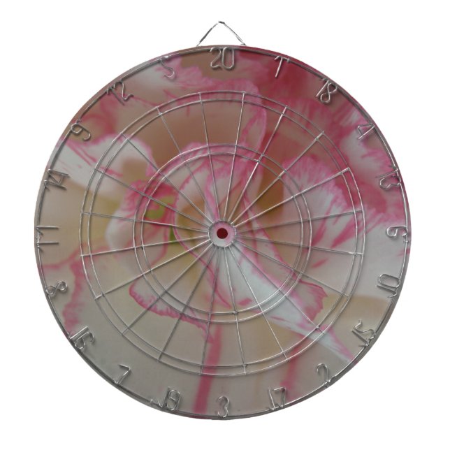Vita och Rosa Carnation Dart Board Piltavla (Framsidan)