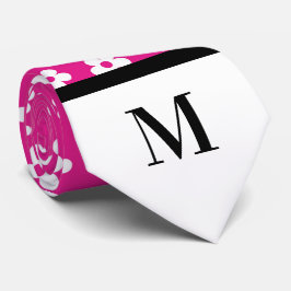 Vita och Rosa Daisy Monogram Necktie Slips