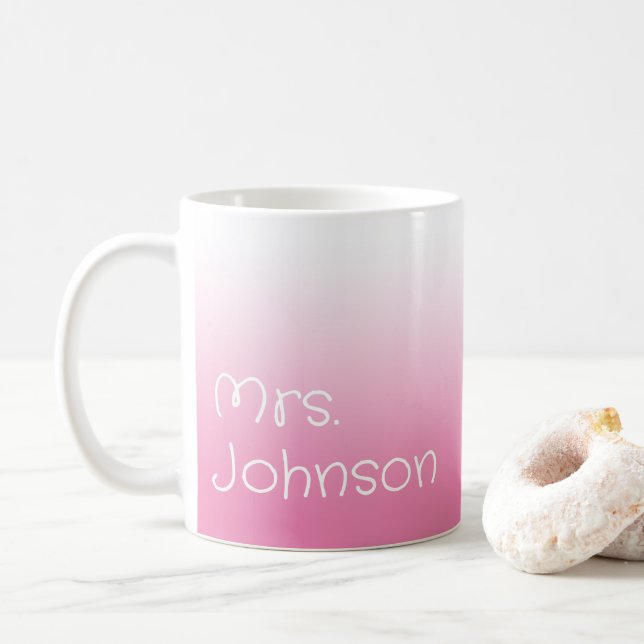 Vita och Rosa Gradient Teacher Kaffemugg (Med munk)