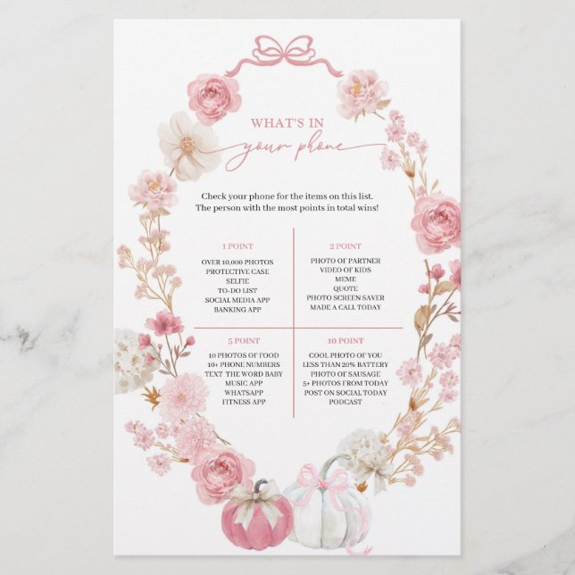 Vita och Rosa lilla Pumpkin Vad finns i din Mobila (Framsida)