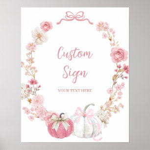 Vita och Rosa Little Pumpkin Anpassningsbar-skylt Poster