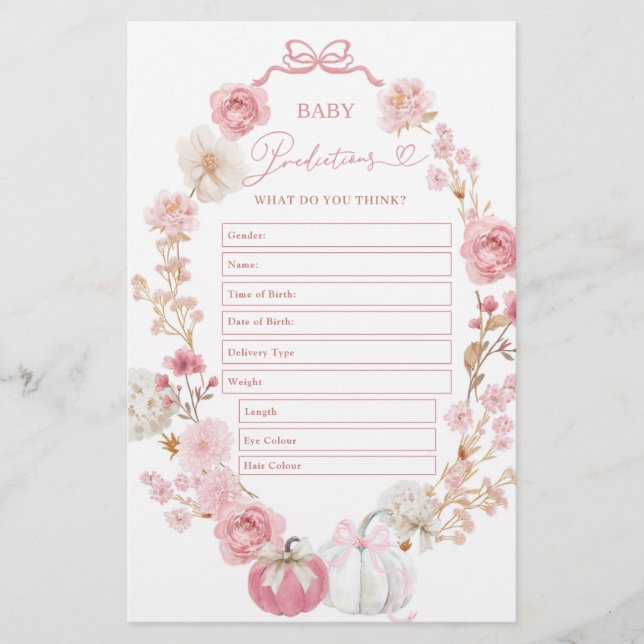 Vita och Rosa Little Pumpkin Baby Predictions (Framsida)