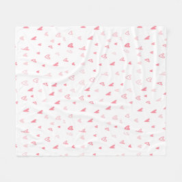 Vita och Rosa Modern Kärlek Hearts Lycklig Valenti Fleecefilt