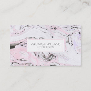Vita och Rosa och Grått Modern Marble Swirls Visitkort