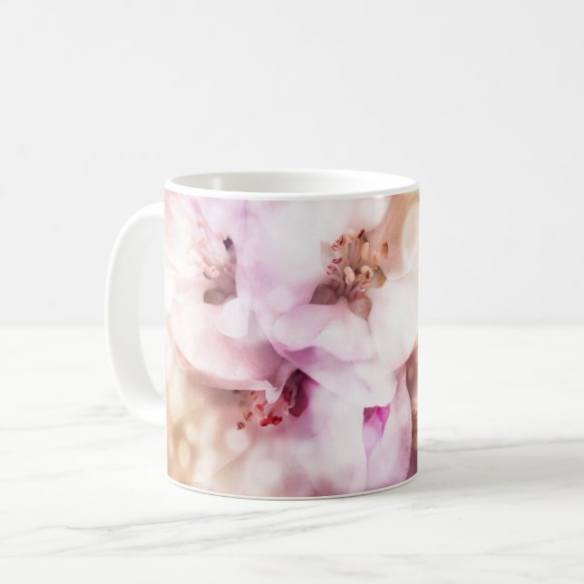 Vita och Rosa Orchids - Blommigt av Elegant Kaffemugg (Framsida vänster)