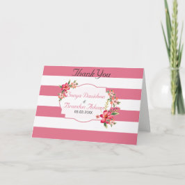 Vita och Rosa Rand Mönster - Tack Kort