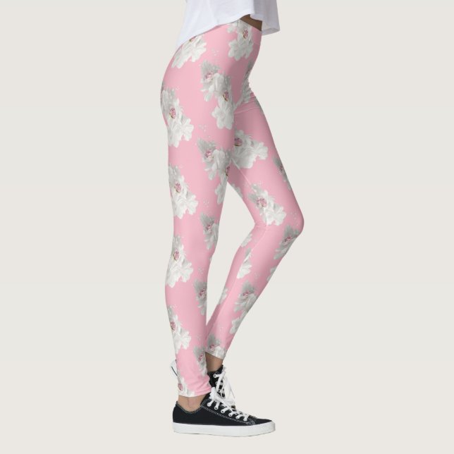 Vita och rosa ros blommigt leggings (Höger)