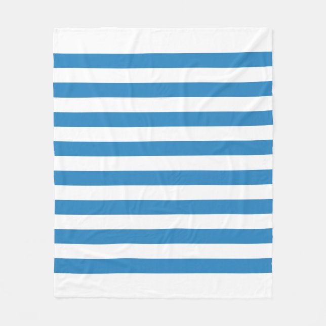 Vita och Royal Pastel Blue Linjer Fleece Blanket (Framsidan)