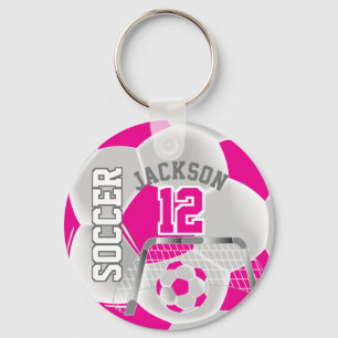 Vita och Shock rosa Idrott ⚽ Boll Nyckelring