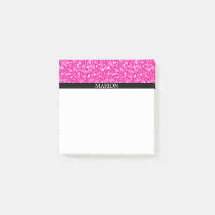Vita och Shock rosa Mönster Post-it Block