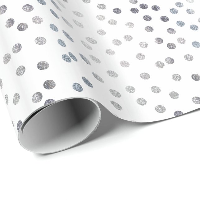 Vita och Silver Glitter City Dots Presentpapper (Rullad Hörn)