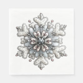VITA OCH SILVER HELG VINTER SNÖFLINGAR PAPPERSSERVETT