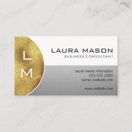 Vita och Silver med Monogram Visitkort