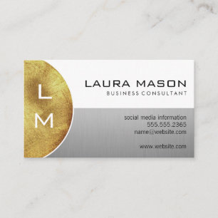 Vita och Silver med Monogram Visitkort