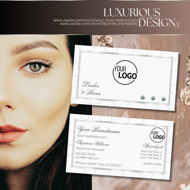 Vita och Silver Ram Modern med diamanter och Logot Visitkort (Skapare uppladdad)